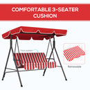 Verdana 3 Seater Patio Swing for Porch or Backyard with Adjustable Canopy, Red and White Stripes (Copy) (Copy)
