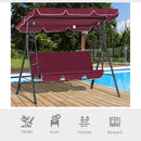 Verdana 3 Seater Patio Swing for Porch or Backyard with Adjustable Canopy, Wine Red