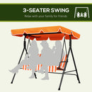 Verdana 3 Seater Patio Swing for Porch or Backyard with Adjustable Canopy, Orange and White Stripes (Copy) (Copy) (Copy)