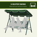 Verdana 3 Seater Patio Swing for Porch or Backyard with Adjustable Canopy, Green and White Stripes (Copy)