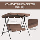Verdana 3 Seater Patio Swing for Porch or Backyard with Adjustable Canopy, Brown