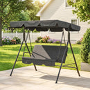 Verdana 3 Seater Patio Swing for Porch or Backyard with Adjustable Canopy, Black