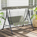 Verdana 3 Seater Patio Swing for Porch or Backyard with Adjustable Canopy, Green and Brown Stripes