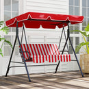 Verdana 3 Seater Patio Swing for Porch or Backyard with Adjustable Canopy, Red and White Stripes (Copy) (Copy)