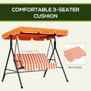 Verdana 3 Seater Patio Swing for Porch or Backyard with Adjustable Canopy, Orange and White Stripes (Copy) (Copy) (Copy)
