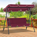 Verdana 3 Seater Patio Swing for Porch or Backyard with Adjustable Canopy, Wine Red
