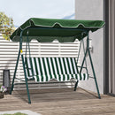 Verdana 3 Seater Patio Swing for Porch or Backyard with Adjustable Canopy, Green and White Stripes (Copy)