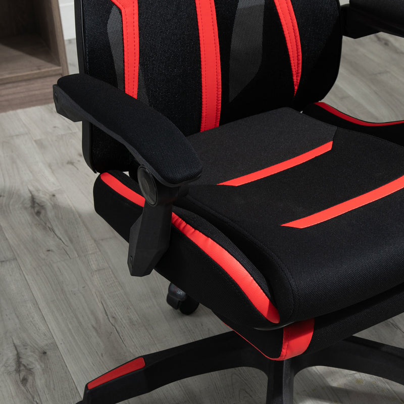 Vinsetto Gaming Chair, Ergonomic Computer Chair with Footrest, Headrest, Recliner Swivel Seat with Adjustable Height, Black & Red