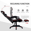 Vinsetto Gaming Chair, Ergonomic Computer Chair with Footrest, Headrest, Recliner Swivel Seat with Adjustable Height, Black & Red
