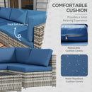Patio Furniture, Peace River 7 Pc Rattan Wicker Modular Outdoor Furniture Sectional Sofa Set - Blue / Grey - Seasonal Overstock
