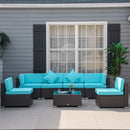 Patio Furniture, Wellington Shores 7pc Outdoor Sectional Sofa - Light Blue / Brown - Seasonal Overstock