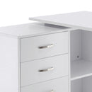 Wexley Hill Adjustable L-Shape Corner or Straight Home Office Desk with Shelf and Drawers - White