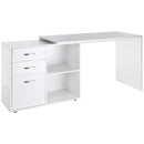Wexley Hill Adjustable L-Shape Corner or Straight Home Office Desk with Shelf and Drawers - White