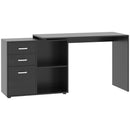 Wexley Hill Adjustable L-Shape Corner or Straight Home Office Desk with Shelf and Drawers - Black