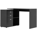 Wexley Hill Adjustable L-Shape Corner or Straight Home Office Desk with Shelf and Drawers - Black