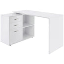 Wexley Hill Adjustable L-Shape Corner or Straight Home Office Desk with Shelf and Drawers - White