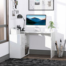 Wexley Hill Adjustable L-Shape Corner or Straight Home Office Desk with Shelf and Drawers - White