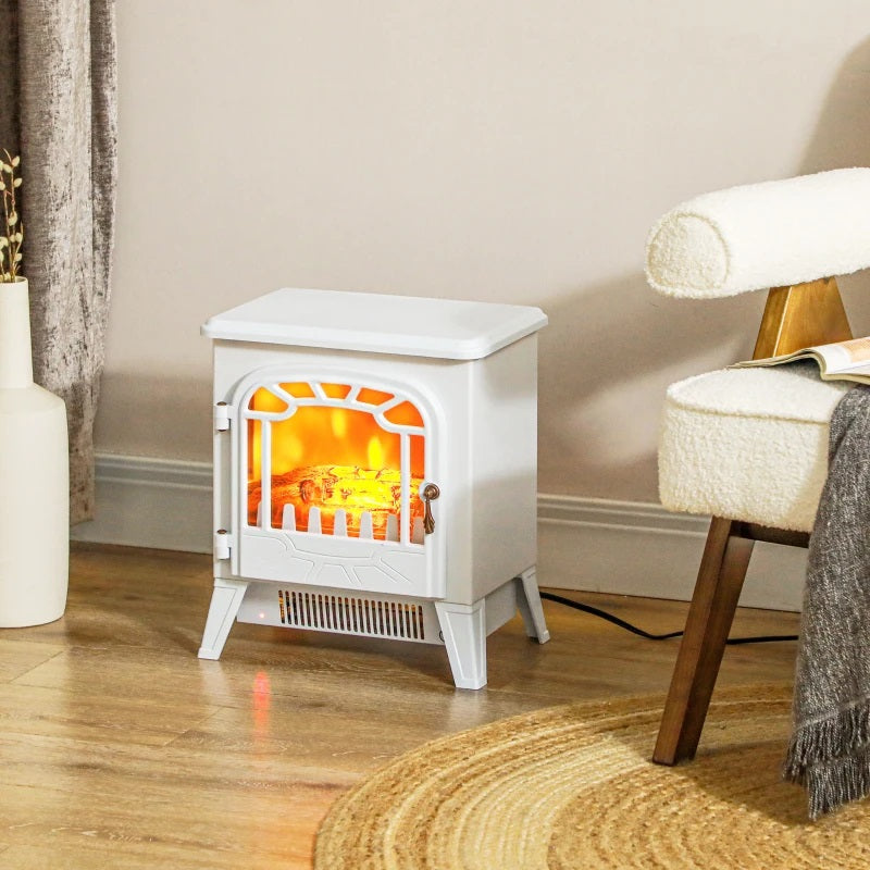 White Mini Electric Fireplace with 750W / 1500W Heater