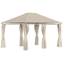 Canopies & Gazebos, Willow Bloom 13' x 10' Steel Frame Patio Gazebo Canopy with 6 Curtains - Khaki - Seasonal Overstock