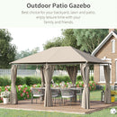 Canopies & Gazebos, Willow Bloom 13' x 10' Steel Frame Patio Gazebo Canopy with 6 Curtains - Khaki - Seasonal Overstock