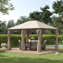 Canopies & Gazebos, Willow Bloom 13' x 10' Steel Frame Patio Gazebo Canopy with 6 Curtains - Khaki - Seasonal Overstock