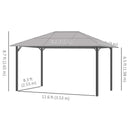 Gazebos, Windermere Hills 10' x 13' Hard Top Gazebo with Polycarbonate Roof Panels and Aluminum Steel Frame - Seasonal Overstock