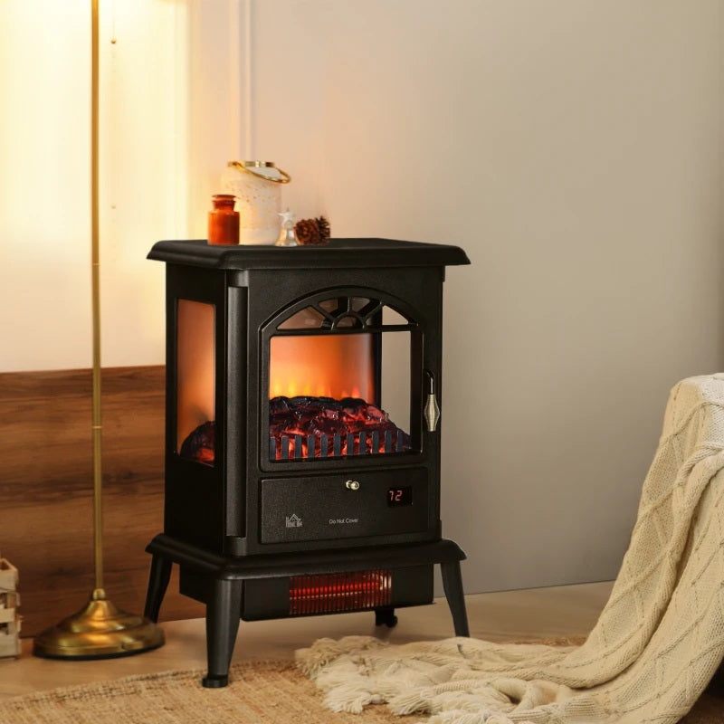 Winston Avenue Mini Rustic Stove Look Electric Fireplace with 3D Flame Effect, Timer and 1000W / 1500W Infrared Heater