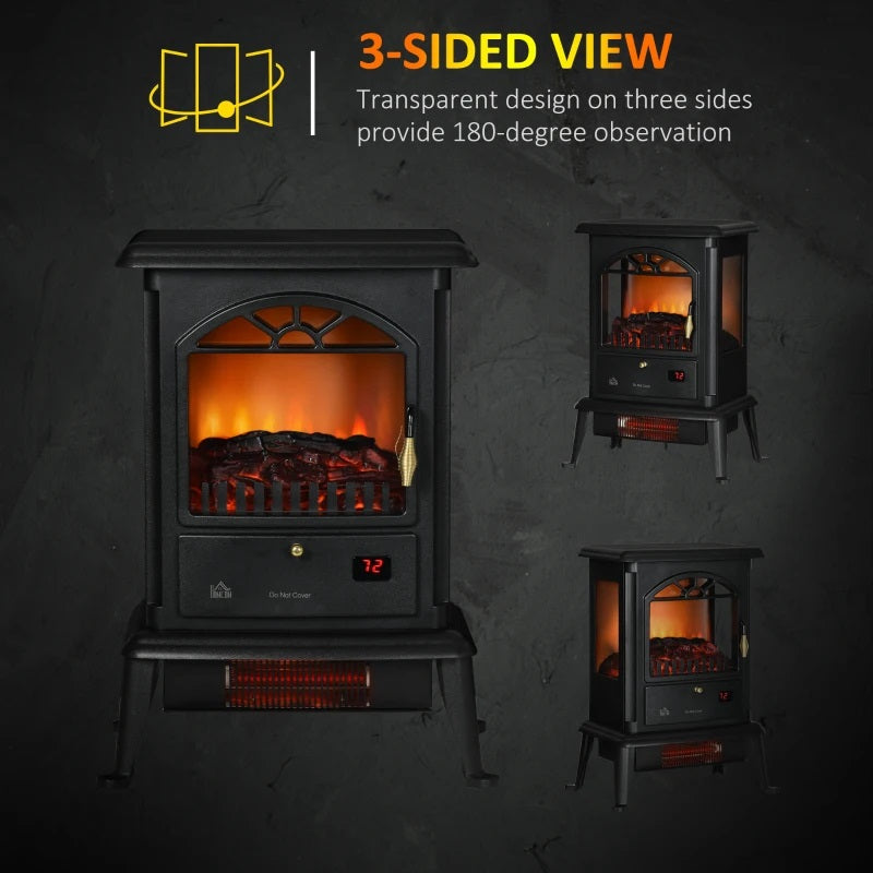 Winston Avenue Mini Rustic Stove Look Electric Fireplace with 3D Flame Effect, Timer and 1000W / 1500W Infrared Heater