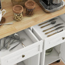 Wynette Rolling Kitchen Island Cart with Cupboard Storage - Cream White