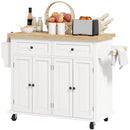 Wynette Rolling Kitchen Island Cart with Cupboard Storage - Cream White