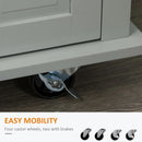 Wynette Rolling Kitchen Island Cart with Cupboard Storage - Grey