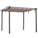 Gazebos, Yara 10' x 10' Outdoor Aluminum Frame Pergola with Retractable Canopy - Brown - Seasonal Overstock
