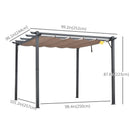 Gazebos, Yara 10' x 10' Outdoor Aluminum Frame Pergola with Retractable Canopy - Brown - Seasonal Overstock