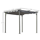 Gazebos, Yuri 10' x 10' Outdoor Pergola with Sliding Retractable Sun Canopy - Grey - Seasonal Overstock