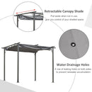 Gazebos, Yuri 10' x 10' Outdoor Pergola with Sliding Retractable Sun Canopy - Grey - Seasonal Overstock