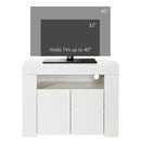 TV Stand, Zahra White 40" Corner TV Stand with LED Lighting - Seasonal Overstock