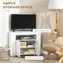 TV Stand, Zahra White 40" Corner TV Stand with LED Lighting - Seasonal Overstock