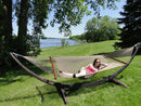 Deluxe Polyester Rope Hammock with Wicker Stand
