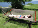 Deluxe Polyester Rope Hammock with Wicker Stand