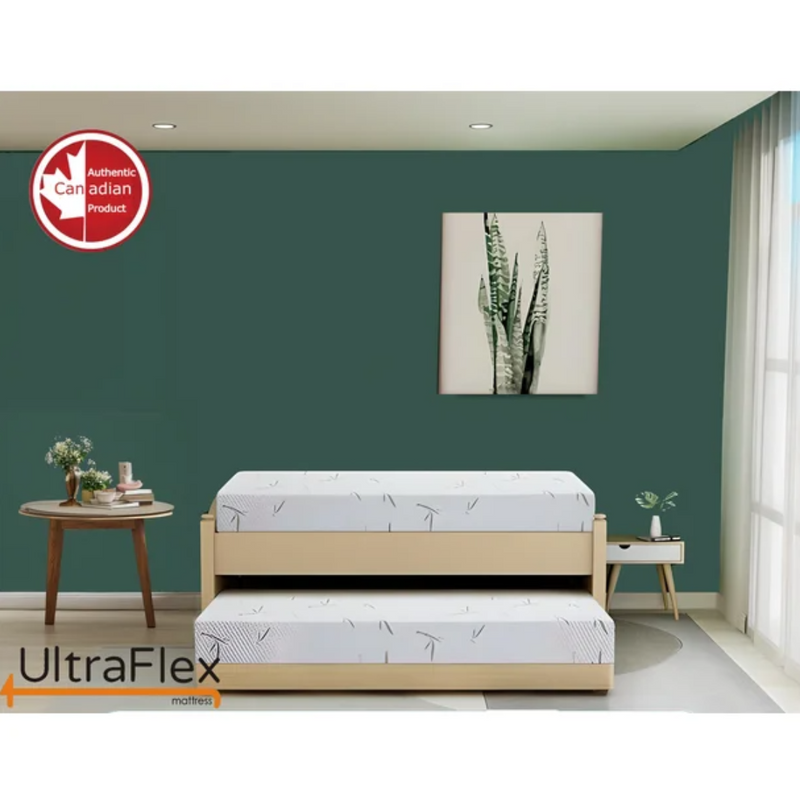 UltraFlex RestEasy- Reversible Gel-Infused Foam Mattress, Ideal for Bunk Beds, Trundle Beds, Caravans, RV, Bamboo Feel, CertiPUR-US® Certified, Medium Firmness, Conveniently Boxed (Made in Canada)