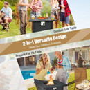 Arpina 50,000 BTU Square Black 32" Fire Table with Glass Stones - Seasonal Overstock