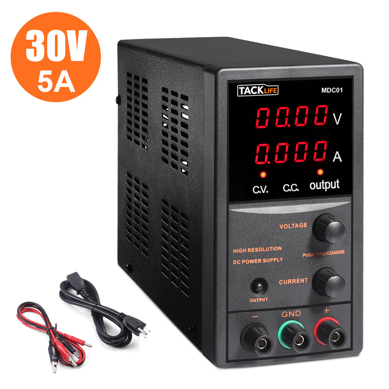 Variable DC Power Supply 30V 5A Fine Adjustments (0.01V, 0.001A) - Seasonal Overstock