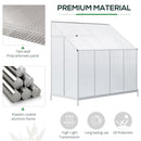 8' x 4' Lean-To Aluminum Frame Walk-In Greenhouse with Polycarbonate Panels, Sliding Door - Silver