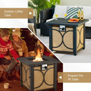 Kenna 28" Square Fire Table with Cover - Black and Brown - Seasonal Overstock