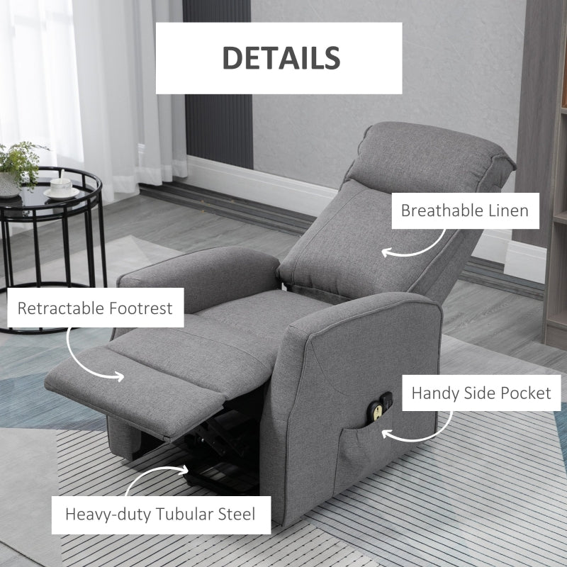 Emory Dark Grey Power Reclining Lift Chair with Vibration Massage & Remote - Seasonal Overstock