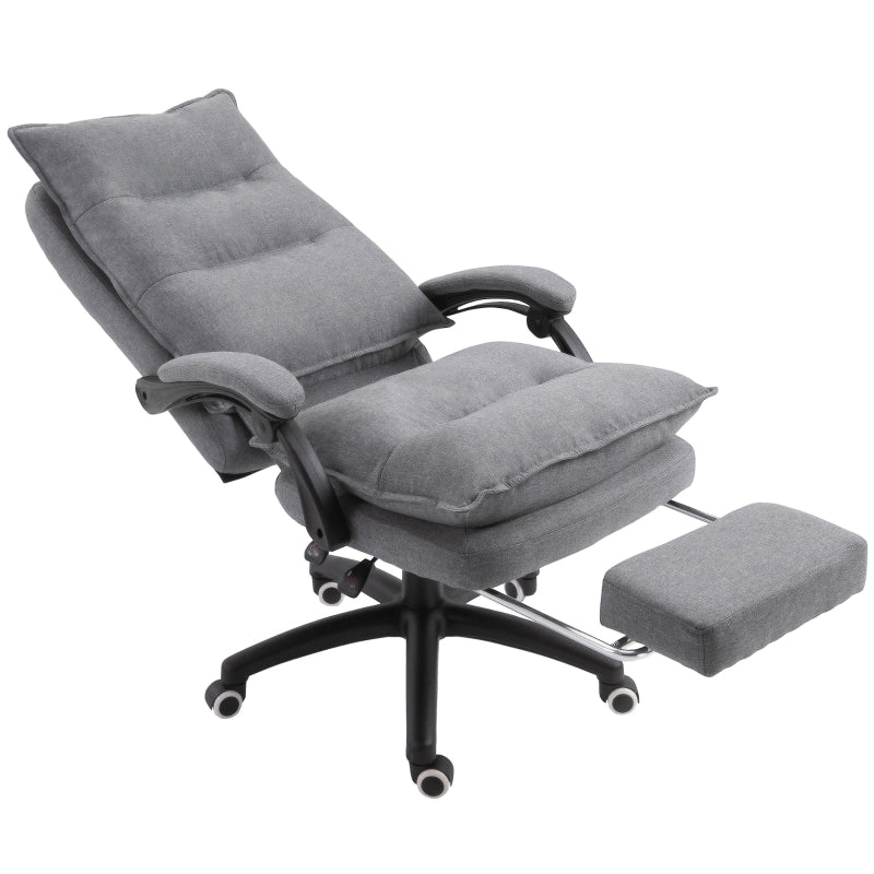 Jonas Double Padded Grey Fabric Office Chair with Retracting Footrest - Seasonal Overstock