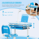 Kids Desk and Chair Set with Adjustable Height & LED Lamp - Blue - Seasonal Overstock