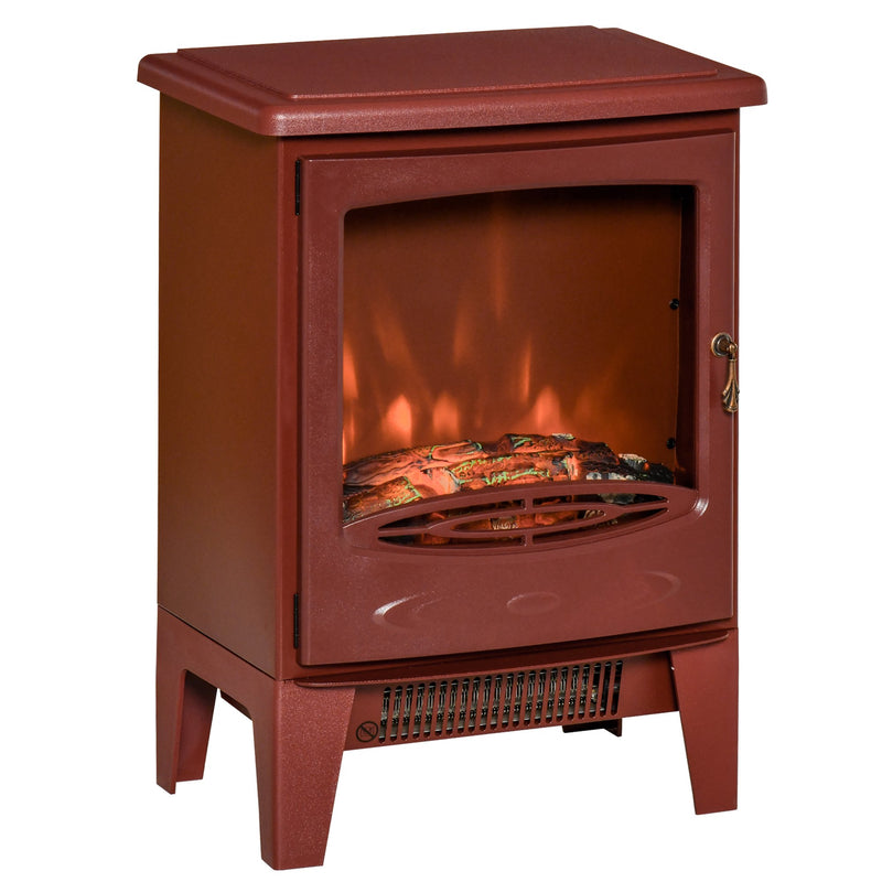Mini Electric Fireplace with Realistic Flame - Red - Seasonal Overstock