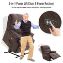 Lift Chairs, Plush Reclining Lift-Assist Chair in Brown - Seasonal Overstock