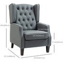 Accent Chairs, Richard Faux Leather Wing Back Button Tufted Arm Chair - Grey - Seasonal Overstock